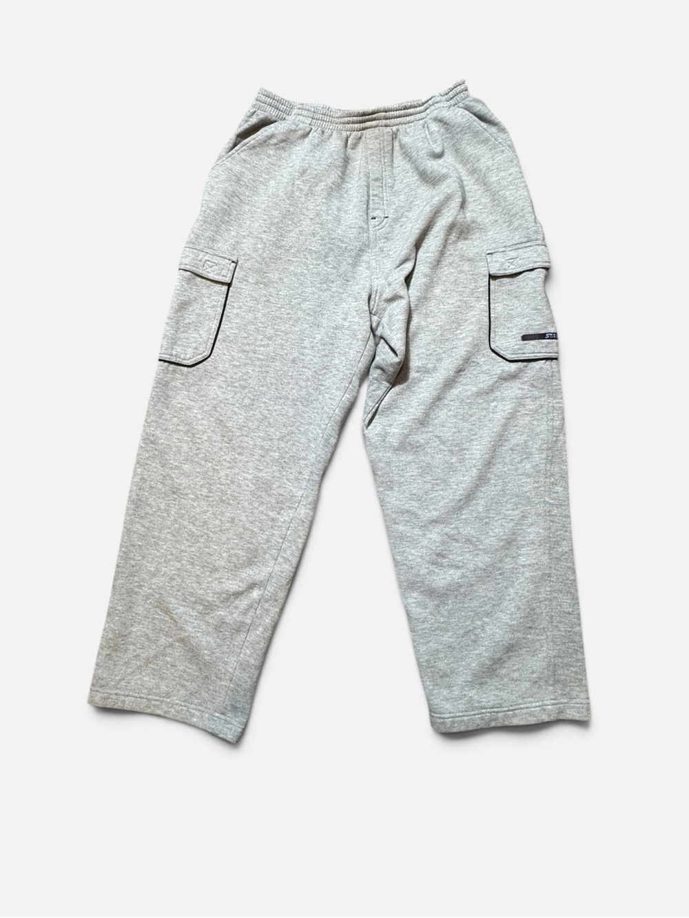 Vintage 90s Starter Baggy Cargo Sweatpants Gray Mens Large Y2K Wide Leg Fleece